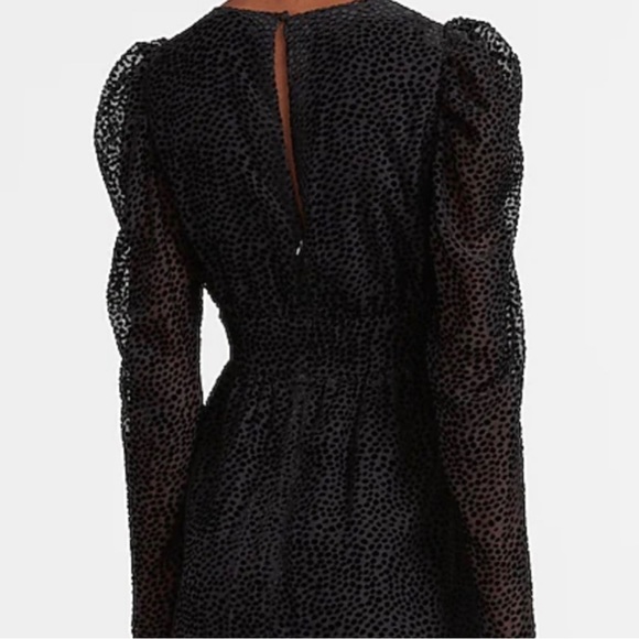 Express Velvet Puff Sleeve Fit and Flare Dress - Picture 4 of 7